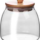 Glass Food Storage Container Candy Dish Spice Jar with Seal Wooden Lid (Medium)