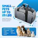 PawCruze Center Console Dog Car Seat for Small Dogs & Puppies - Travel Carrier for Console with Built-in Safety Leash, Foldable Design, Dual-Sided Cushion, Puppy Booster & Bonus Blue Chew Toy (Gray)