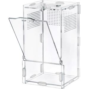 VERTUPET Jumping Spider Enclosure, 4''x4''x8'' Acrylic Arboreal Reptile Tank, Habitat Transparent Enclosure Breeding Box with Locking Vivarium Latch for Frog, Crickets, Snails