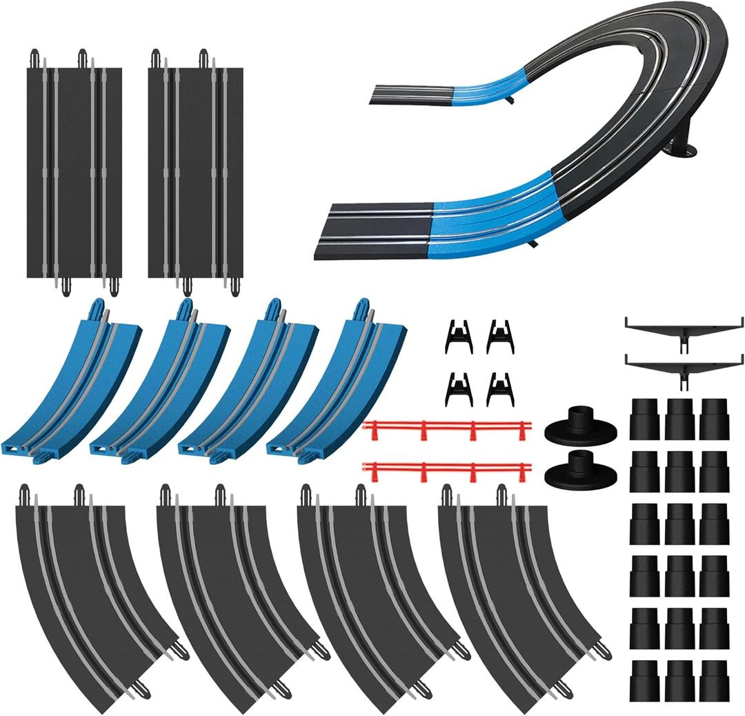AGM MASTECH Extension Set #3-38 Piece Track Expansion Accessory Pack(Fly-Over Slope) - for Use with AGM MASETCH 1:64 Slot Car Racetrack Systems
