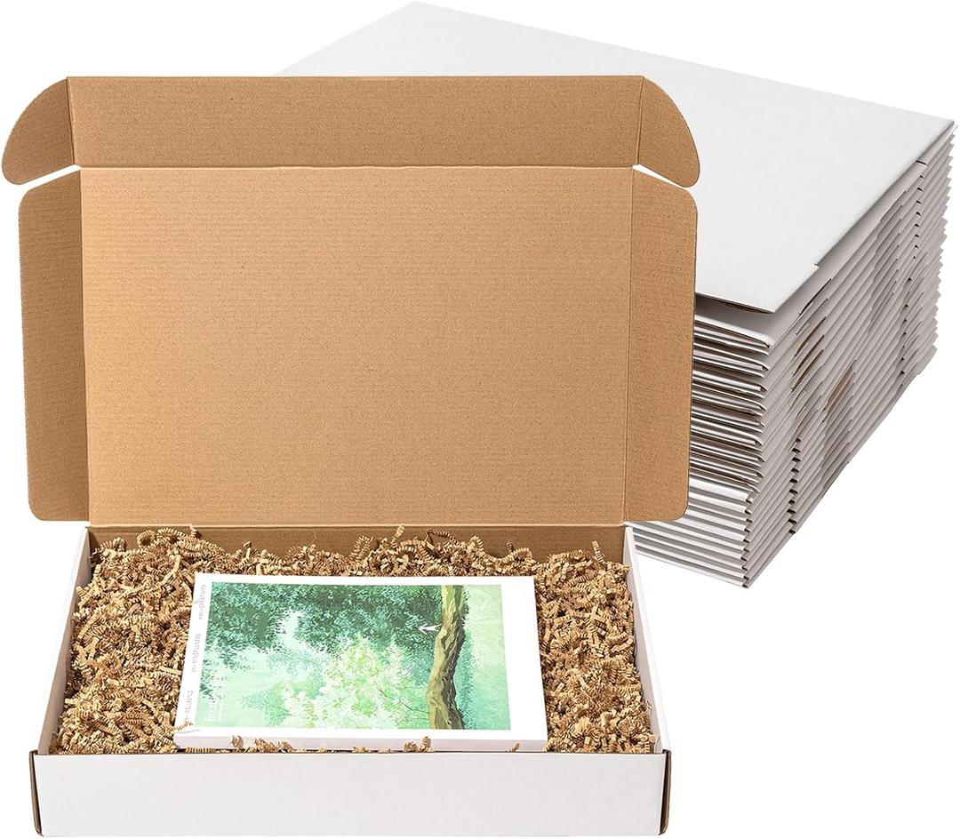 17x11x3" Shipping Boxes 20 Pack White Corrugated Cardboard Mailing Boxes for Small Business - Flat Literature Mailer Packaging Supplies