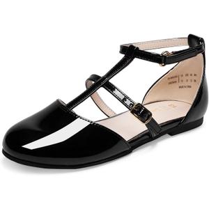 DREAM PAIRS Girls Dress Shoes Mary Jane Flats for Little Girls Party Shoes with T Strap (4 Big Kid, Black)