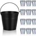 Patelai Drip Grease Bucket Can with 12 Pieces Disposable Foil Pads Grills Bucket Pads Wood Pellet Grills Replacement for Camp Wood Pellet Grill BBQ Accessories (Black)