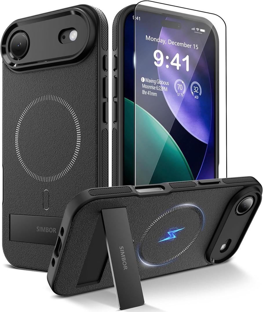 Magnetic for iPhone air Case with Stand[Compatible with MagSafe] Slim Invisible Kickstand, Protective Anti-Fingerprint Phone Cove for iPhone air Case 6.5, Black