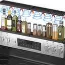 PEKER Magnetic Stove Top Shelf for 30" Stoves, Over Oven Shelf Above with Bamboo Spice Rack Organizer, Heat-Resistant, Space-Saving Solution for Kitchen Storage (Black)