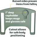 Sigo Green Walker Tray for Rolling Folding Walker, Tray Table with Cup Holder for Standard Walkers Seniors, Detachable Non Slip TV Accessories Basket Holding Plate Cups Clip On Small Bag Carrier
