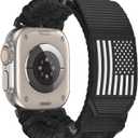 CAGOS Rugged Nylon Apple Watch Ultra 3/Ultra 2 Band for Men 49mm 46mm 45mm 44mm 42mm, Breathable Braided Nylon Strap Sport Loop Adjustable Wristbands for iWatch Bands Series 11 10 9 8 7 6 5 4 3 2 1 SE Ultra (Black), M/L(7.7"-9.5")