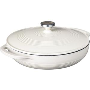 Lodge 3.6 Quart Enameled Cast Iron Oval Casserole With Lid Dual Handles  Oven Safe up to 500 F or on Stovetop - Use to Marinate, Cook, Bake, Refrigerate and Serve  Oyster White