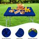 Wolkemer 4 Pack Blue Fitted Tablecloth 34x34 Inch Square Elastic Edges Table Cloth, Spandex Stretch Table Cover with Machine Washable Fabric for Wedding Party Picnic Dining Indoor Outdoor