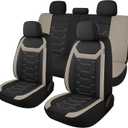 CAROMOP Breathable Car Seat Covers Full Seats,3D Air Mesh Cloth Seat Covers for Cars, Split Bench Compatible Car Interior Covers, Universal Fit Most Car Sedan Truck SUV(Black/Beige)