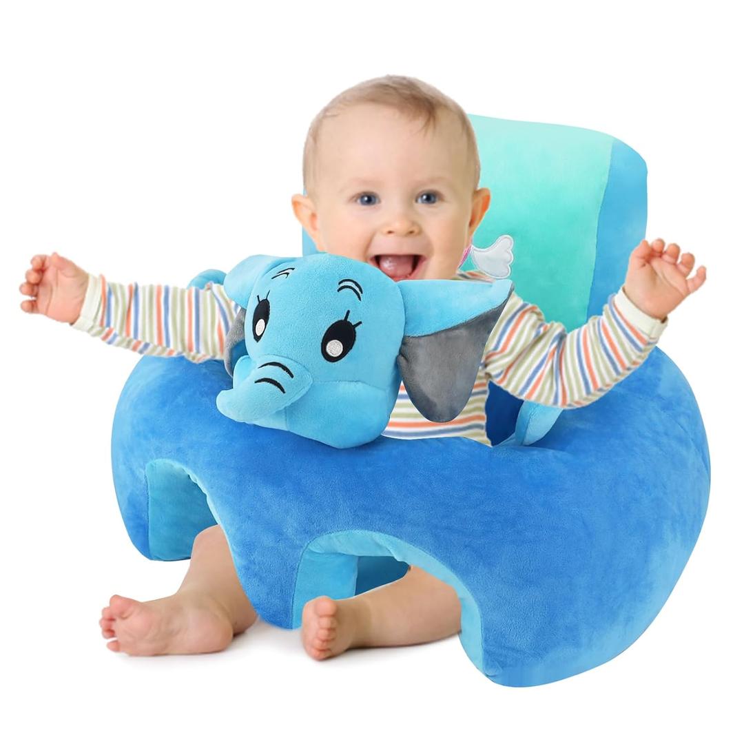 KAKIBLIN Baby Support Sofa, Baby Chairs for Sitting Up,Infant Sitting Chair Sofa Plush Baby Learning to Sit Chair Infant Seats for Sitting Up for 6-16 Months Baby Blue Elephant-1
