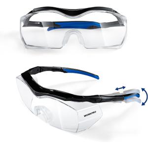WORKPRO Safety Glasses, z87 Safety Goggles with Adjustable Temples, Lab Goggles with Anti Fog Coating