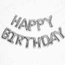 HOUSE OF PARTY Happy Birthday Balloon Silver - 16 inch | Capital Foil Birthday Balloons Banner, Silver Party Decorations for Men, Women