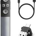 2-in-1 USB Type C Presentation Clicker Wireless Presenter Remote Clicker, Rechargeable Clicker for PowerPoint Presentations, Google Slide Advancer Slideshow Presentation Clicker (Aluminum Alloy)