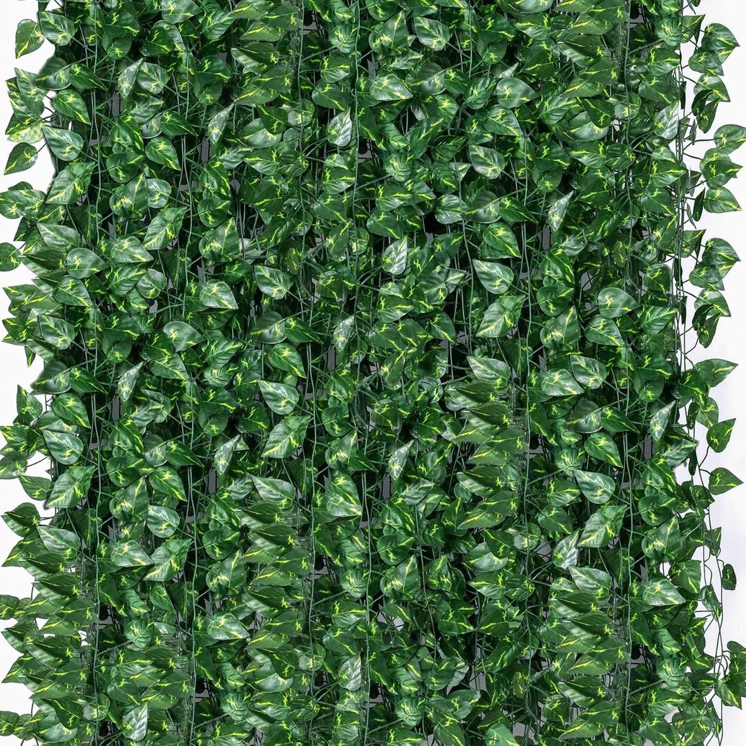 2200 Feet 300 Pack Fake Greenery Hanging Garland, Ivy Leaf Plants, Vine Leaves, Fake Flowers Foliage for Bedroom Garden Wall Decor