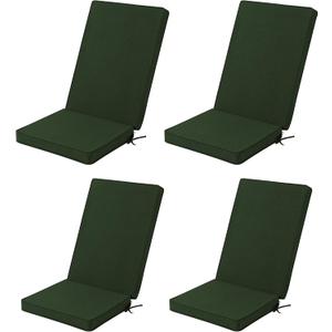 Adirondack Chair Cushions Set of 4 - Removable Covers, Water-Repellent & Fade-Resistant Faux Linen, Securing Straps, Non-Slip Bottom, Fit for Most Outdoor Adirondack & Rocking Chairs - Olive Green, 45''x20''