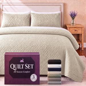 Queen Quilt Bedding Set | Lightweight Summer Bedspread 3 Pc