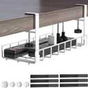 Under Desk Cable Management Tray, Xpatee Upgraded Wire Management No Drill No Screws, Cable Tray with Clamp for Wire Organizers, Computer Cord Rack for Office, Home - No Damage to Desk White