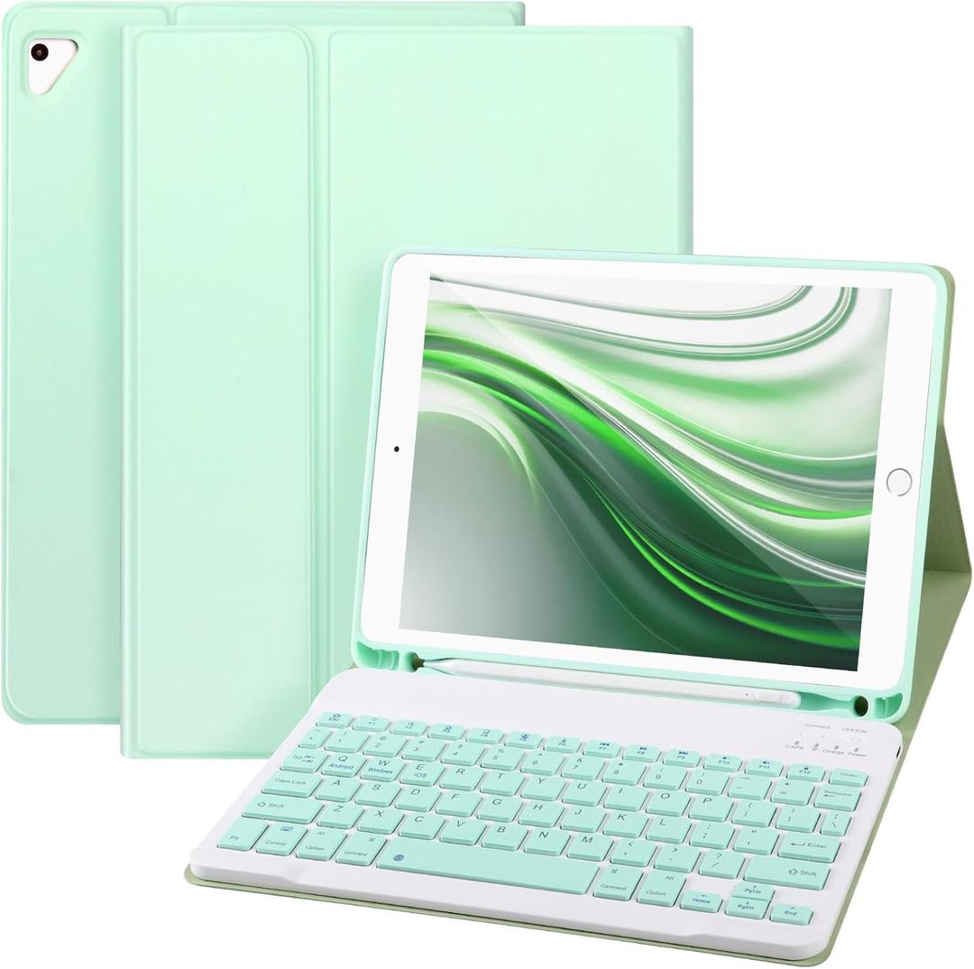 iPad Keyboard Case 9.7’’ for iPad 6th Gen 2018, iPad 5th Gen 2017, Bluetooth Keyboard for iPad Air 2/ 1, Pro 9.7’’, Case with Keyboard iPad 6th gen, iPad keyboard Case 6th Gen with Pencil Holder, Green