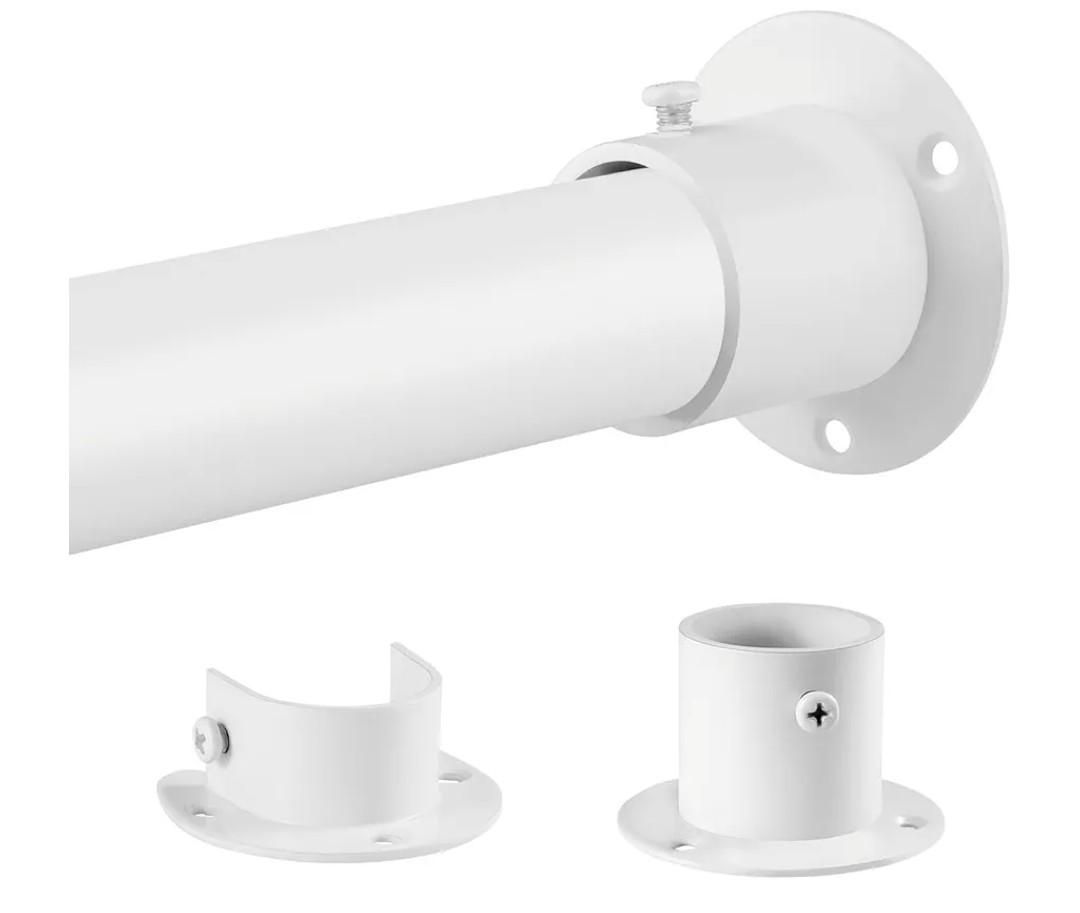 Closet Rods for Hanging Clothes, 1.3 Inch Diameter Heavy Duty Closet Rod 17-39 Inch Adjustable Clothes Hanging Bar Matte White Shower Curtain Rods for Closet, Wardrobes, Bathroom, Windows