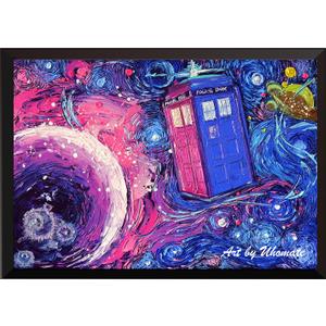 Uhomate Tardis Dr Who Doctor Telephone Booth Wall Decor Vincent Van Gogh Starry Night Posters Home Canvas Wall Art Print Nursery Decor Living Room Wall Decor A099 (11X14)
