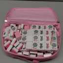American Mahjong Tiles Set, 166 Pink Mahjong Tiles 1.2 Inch with Carrying Bag and 3 Dice, Portable American Mahjong Game for Travel, Family Game Night