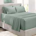 Hearth & Harbor Bed Sheets, Luxury Soft 6 Piece Bed Sheet Set Extra Deep Pocket Fitted Sheets Fits Mattress up to 21", Double Brushed Bedding Sheets & Pillowcases, Queen, Ice Green