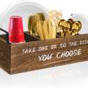 Ameuphercy Paper Plate Holders Utensil Caddy for Kitchen Counter,Wood Paper Plate Organizer Utensil Holder Organizer for Kitchen Accessories,Silverware Caddy Disposable Dish Holder for Party