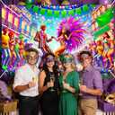 Festival Carnival Banner Mardi Gras Party Backdrop Masquerade Photoshoot Photography Background Purple New Orleans Mask Mardi Gras Party Decorations Banner Photo Booth Props (Feathered Mask#006)