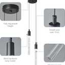 Modern Light Fixture Kitchen Island Pendant Light Dimmable LED Black Pendant Lights Mini Crystal Pendant Lighting for Bedroom Dining Room Living Room2-Light