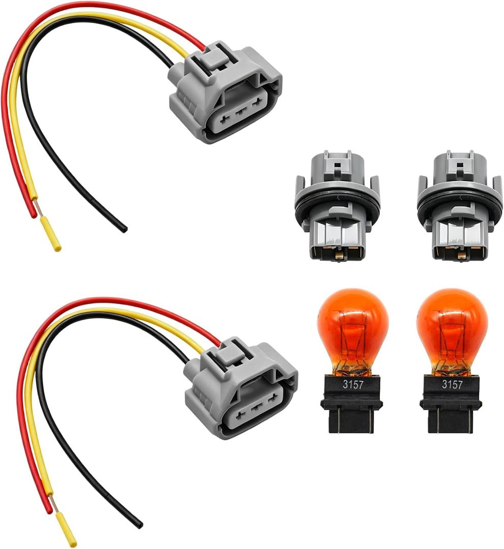 2Pcs 90075-60060 Front Trun Signal Light Socket Plug (With Light Bulb) | Fits for Toyota Tacoma（2005-2016）Tundra（2005-2021）Sequoia（2008-2018）4Runner（2003-2006）Venza（2007-2019）