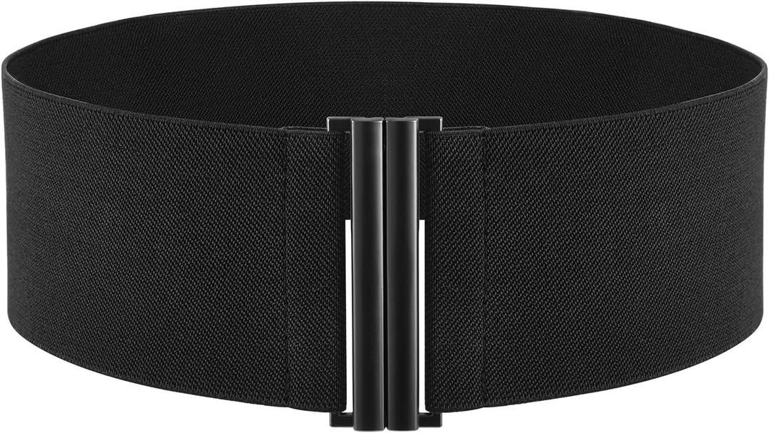Elastic Belt for Women Wide Waist Corset Belt Cinch Belt Vintage Stretchy Waistband for Dresses (Large, 1pcs/Black)