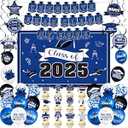 Blue and Black Graduation Decorations 2025 Grad Party Decorations 2025 Congrats Grad Banner Class of 2025 Banner Class of 2025 Graduation