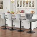 Sweetcrispy Modern Bar Stools Set of 4, Adjustable Faux Leather Upholstered Swivel Bar Stools, Counter Height Bar Chairs with Back for Kitchen Island, Grey