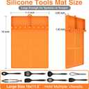2 x Griddle Accessories Silicone Spatula Mat with Drip Pad, Orange, 16x11.5" Rectangular Grill Mat