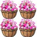 AMAGABELI GARDEN & HOME 4 Pack 12 Inch Metal Plant Hanging Baskets Planter Flower Pots Outdoor Indoor Wire Hanging Basket for Vegetable with Coco Fiber Liners for Garden Home Porch Decor