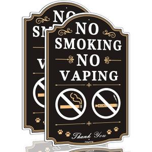 No Smoking No Vaping Sign - 12 x 8" No Smoking Signs For Business Inside Prohibido Fumar No Vapor Sign For Outdoor Indoor Home Rust-Free Aluminum Weatherproof Easy to Install (2 Pack)