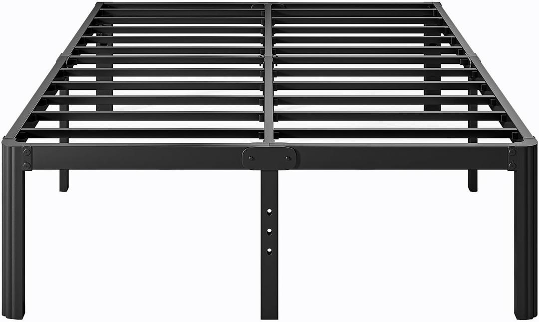 16 Inch High Platform Metal Queen Size Bed Frame, Queen Bed Frame no Box Spring Needed, Easy Assembly, Heavy Duty, Noise Free, Black