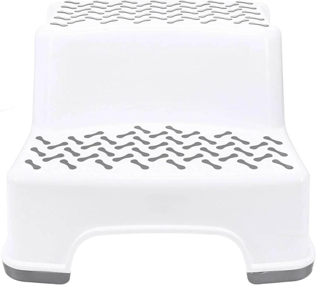 White 2-Tier Step Stool for Bathroom and Bedroom