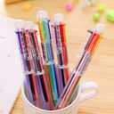 Hutou 12 Pack 0.5mm 6-in-1 Multicolor Ballpoint Pen 6 Colors Retractable Ballpoint Pens (12 Pack)