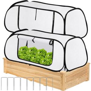 ANGAR 2Pack Pop Up Winter Garden Covers for Raised Beds, 45" x 22" x 16"Plant Covers Freeze Protection, Garden Rows Greenhouse Raised Bed Cover for Seedlings Vegetable Fruits Rows, Includes 16 Stakes
