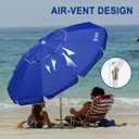 AMMSUN 8 Feet Large Beach Umbrella with Sand Anchor Heavy Duty High Wind Portable Outdoor Umbrellas UV 50+ Protection Air Vent Tilt Patio Garden Pool