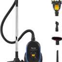 Aircliff Piwosa Canister Vacuum Cleaner, 17KPA Suction Vac for Carpets/Hard Floors, Lightweight Bagless Canister Vacuum with HEPA, 2 Motor System, and 3 Cleaning Tools (Black)