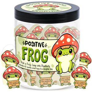 Positive Frog Jar with 60 Affirmation Cards, Emotional Support Gift, Christmas Home Office Decoration, Frog Gifts for Women, Teens, Teachers, Coworkers, Friends, Men