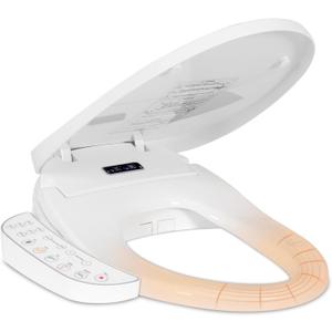Electric Bidet Toilet Seat, Warm Water Bidet for Rear and Front Washing, Self-Cleaning Nozzle, Elongated V-shaped Heated Toilet Seat with Dryer, Touch Panel, SoftClose Lid, LED Light and Deodorization