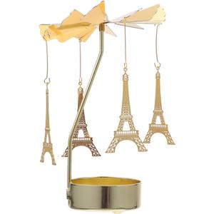 Mobestech Rotating Candle Holder Metal Eiffel Tower Spinning Tealight Holder Rotary Candle Holder Spining Metal Holder for Christmas Valentines Day