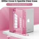 INFILAND for iPad 9th/8th/7th Generation Case 2021/2020/2019 10.2 inch, Glitter Slim Protective Cover with Clear Back, Pencil Holder for Kids Girls for iPad 7/8/9 Gen, Pink