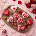 24 Pcs Felt Heart Valentines Day Ornaments Red and White Hanging Ornaments Valentines Flower Tree Decorations for Birthday Holiday Party Door Home Wall Mantel Decor Arts Crafts Gifts