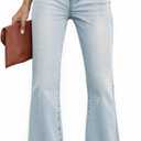 EMMIOL Flare Jeans for Women Trendy, Mid-High Waist Bootcut Bell Bottom Jeans, Stretchy Denim Y2K Pants with Pockets (Blue)
