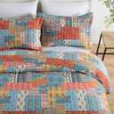 VISIMISI Cotton Bedspread Quilt Sets Reversible Coverlet Sets Comforters Vintage Bohemian Patchwork Bedspread,Orange,King Size